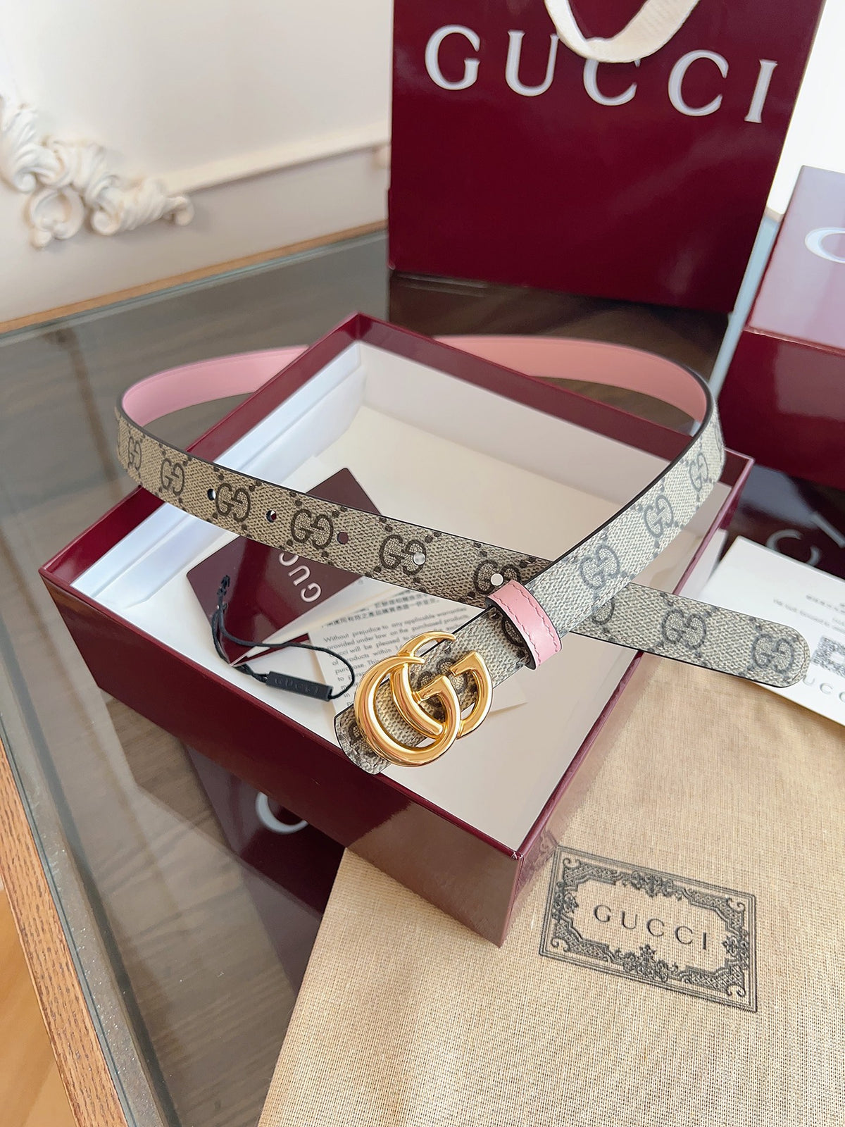 Ремінь Gucci Double G з текстилю й натуральної шкіри — фото 5