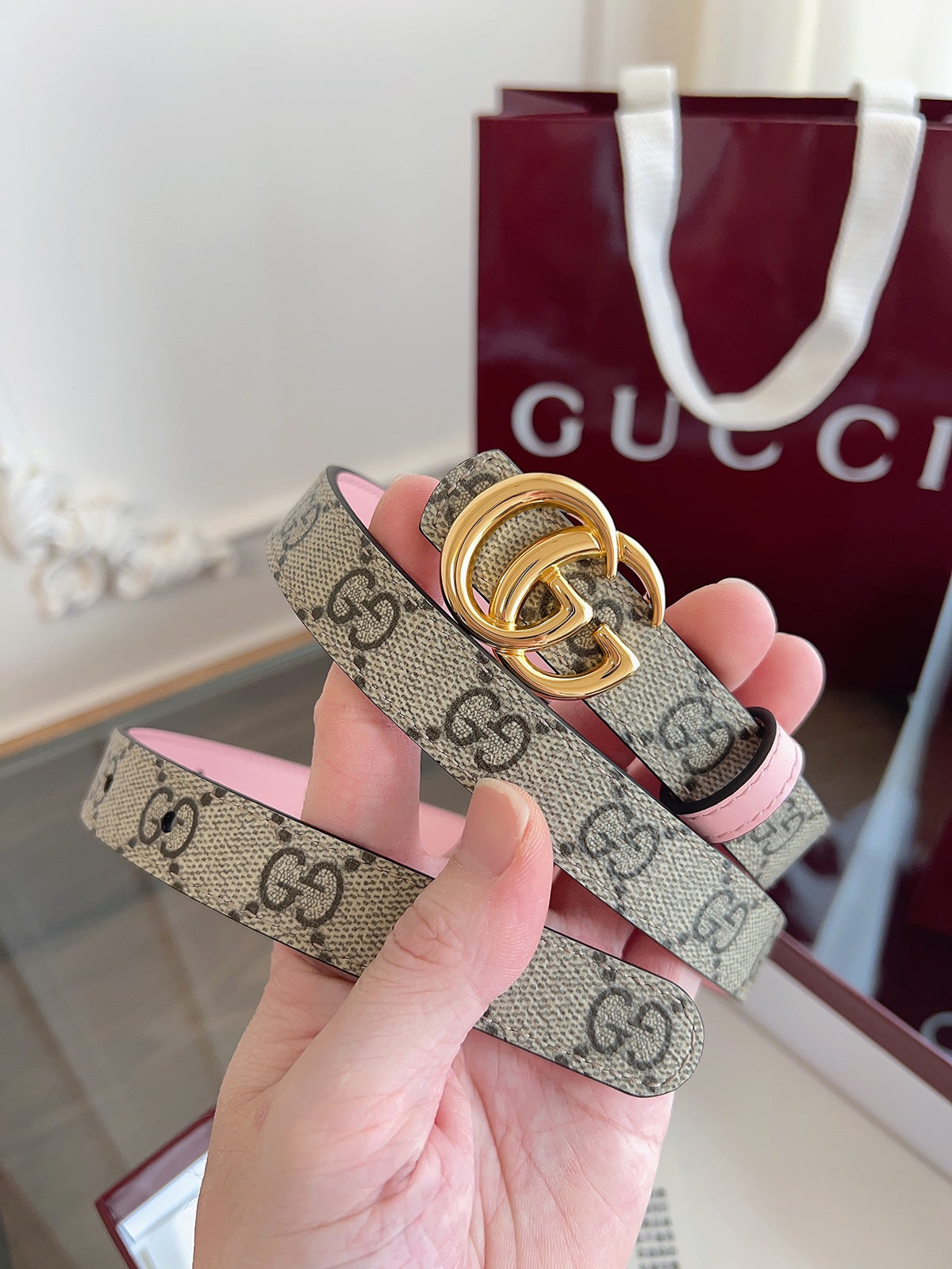 Ремінь Gucci Double G з текстилю й натуральної шкіри — фото 2