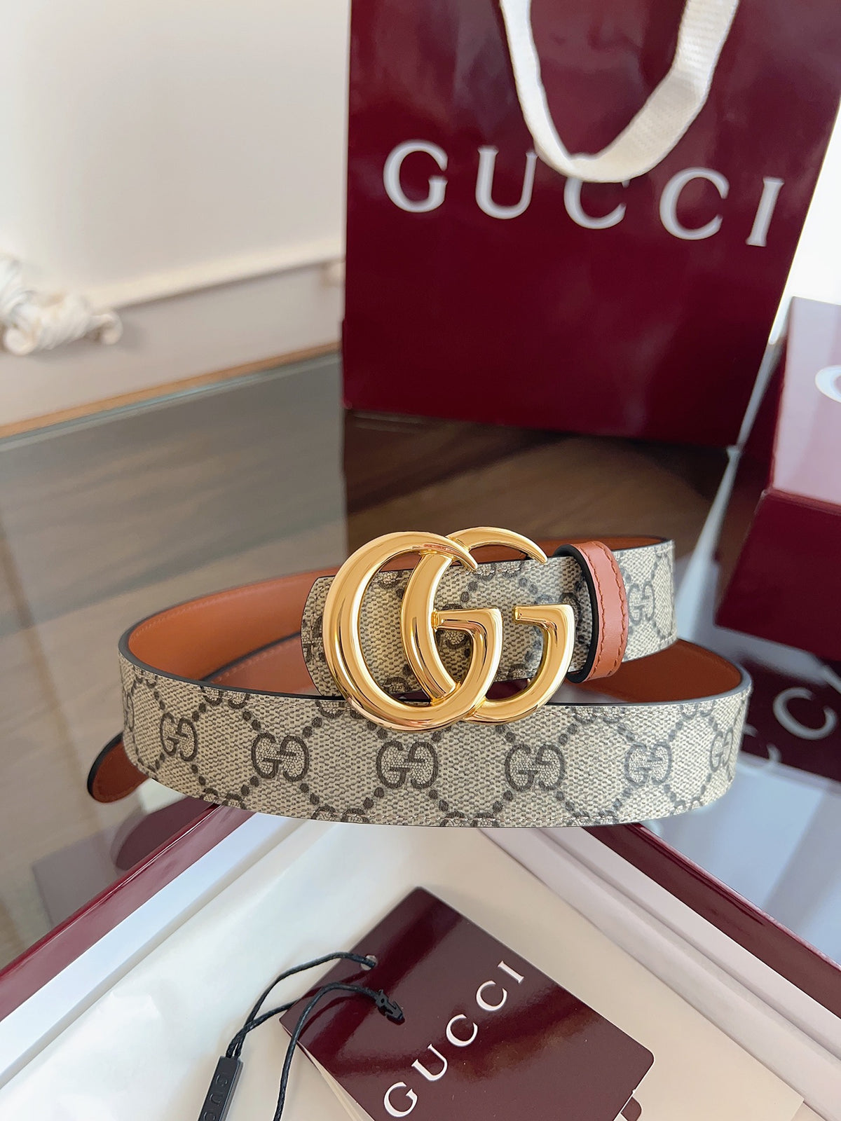 Ремінь Gucci з текстилю й натуральної шкіри — фото 1