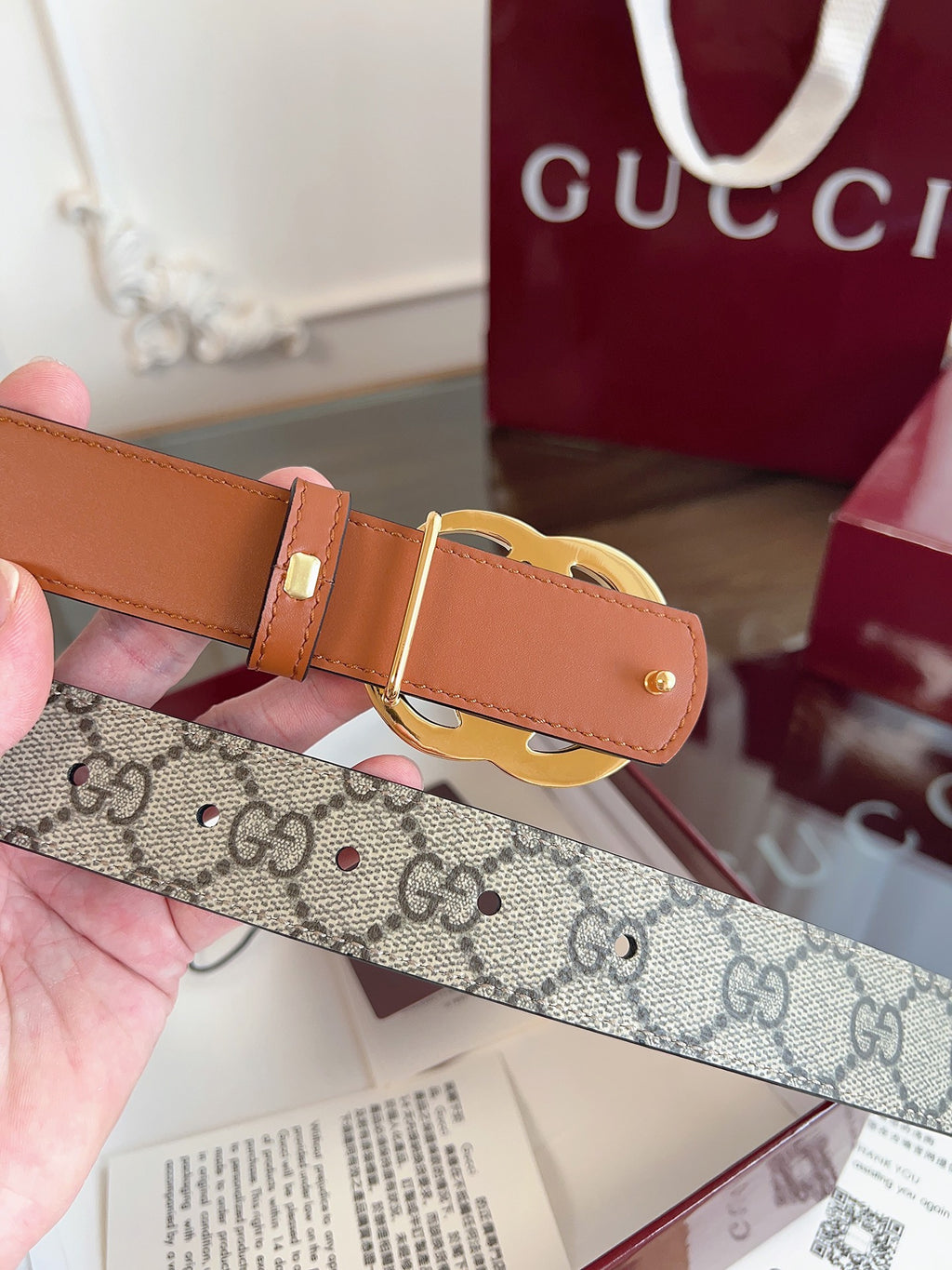 Ремінь Gucci з текстилю й натуральної шкіри — фото 4