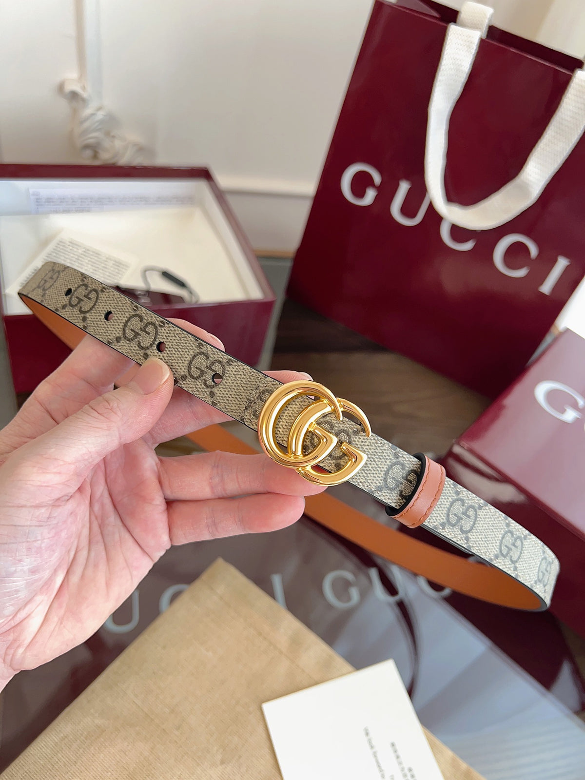 Ремінь Gucci Double G з текстилю й натуральної шкіри — фото 4