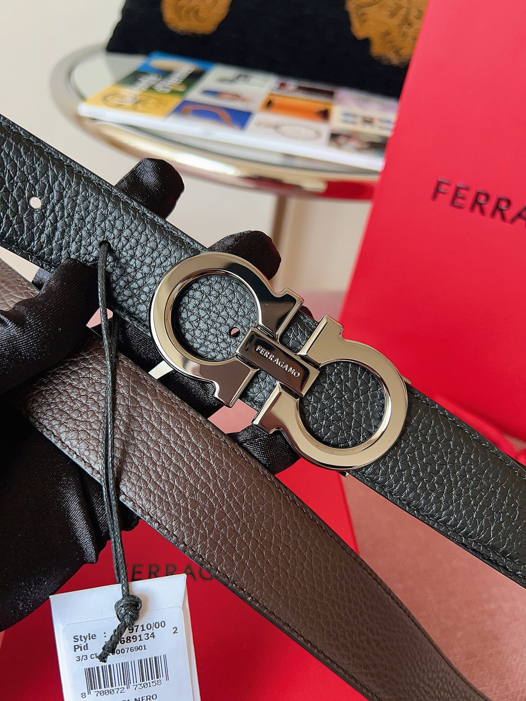 Ремінь Salvatore Ferragamo з шкіри — фото 3