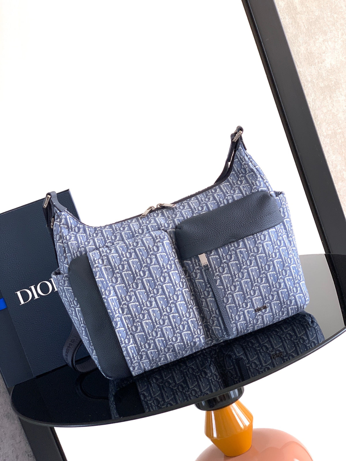 Сумка Dior Rider з текстилю й натуральної шкіри, синя — фото 1