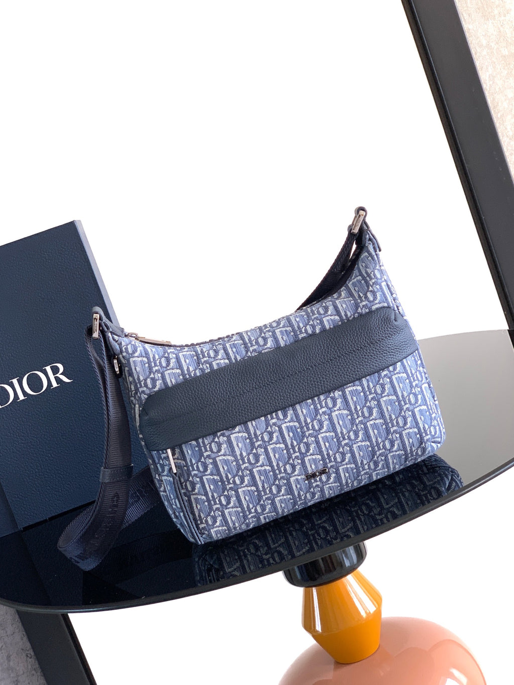 Сумка Dior Rider з текстилю й натуральної шкіри, синя — фото 1