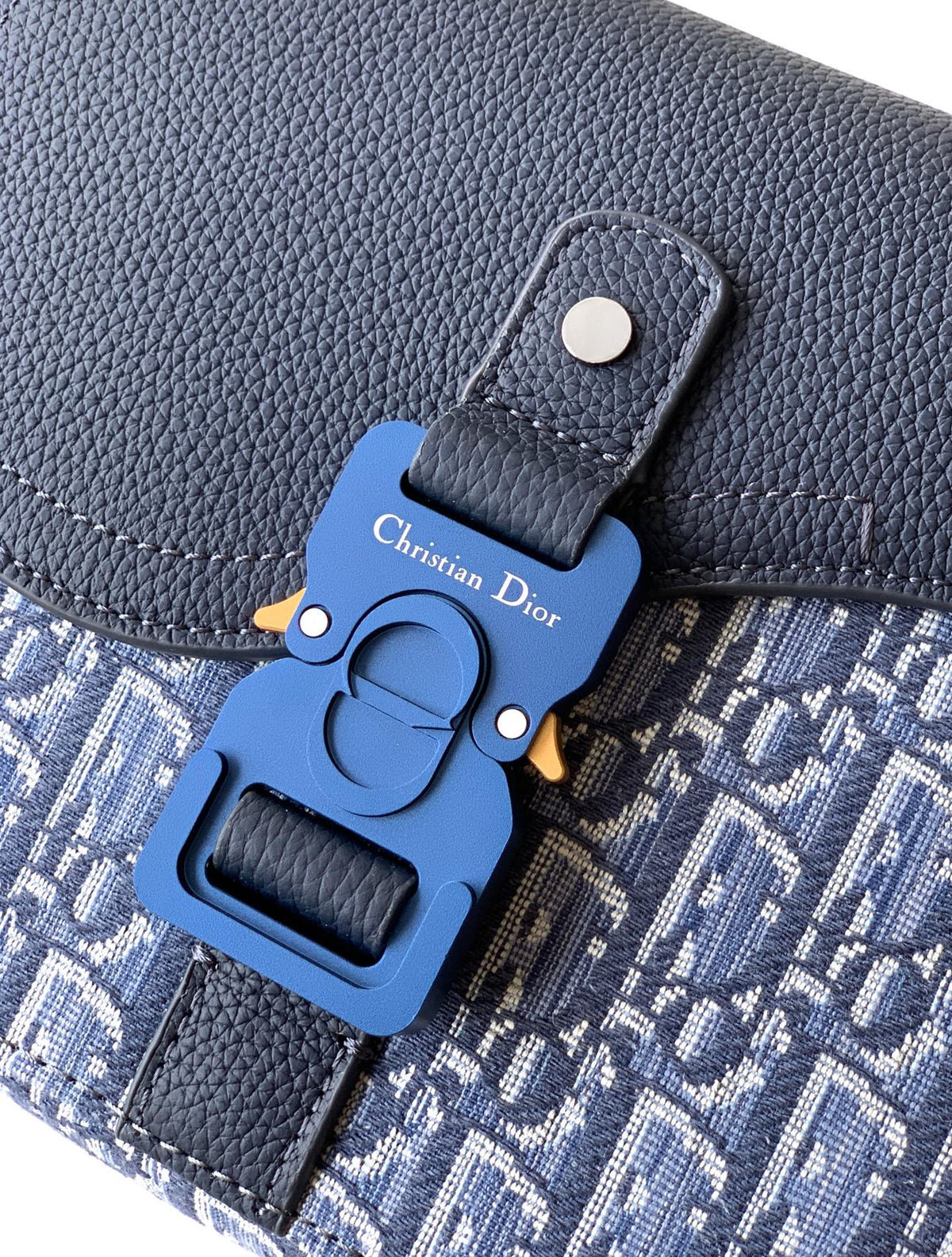 Сумка-месенджер Dior Saddle з текстилю й натуральної шкіри, синя — фото 6
