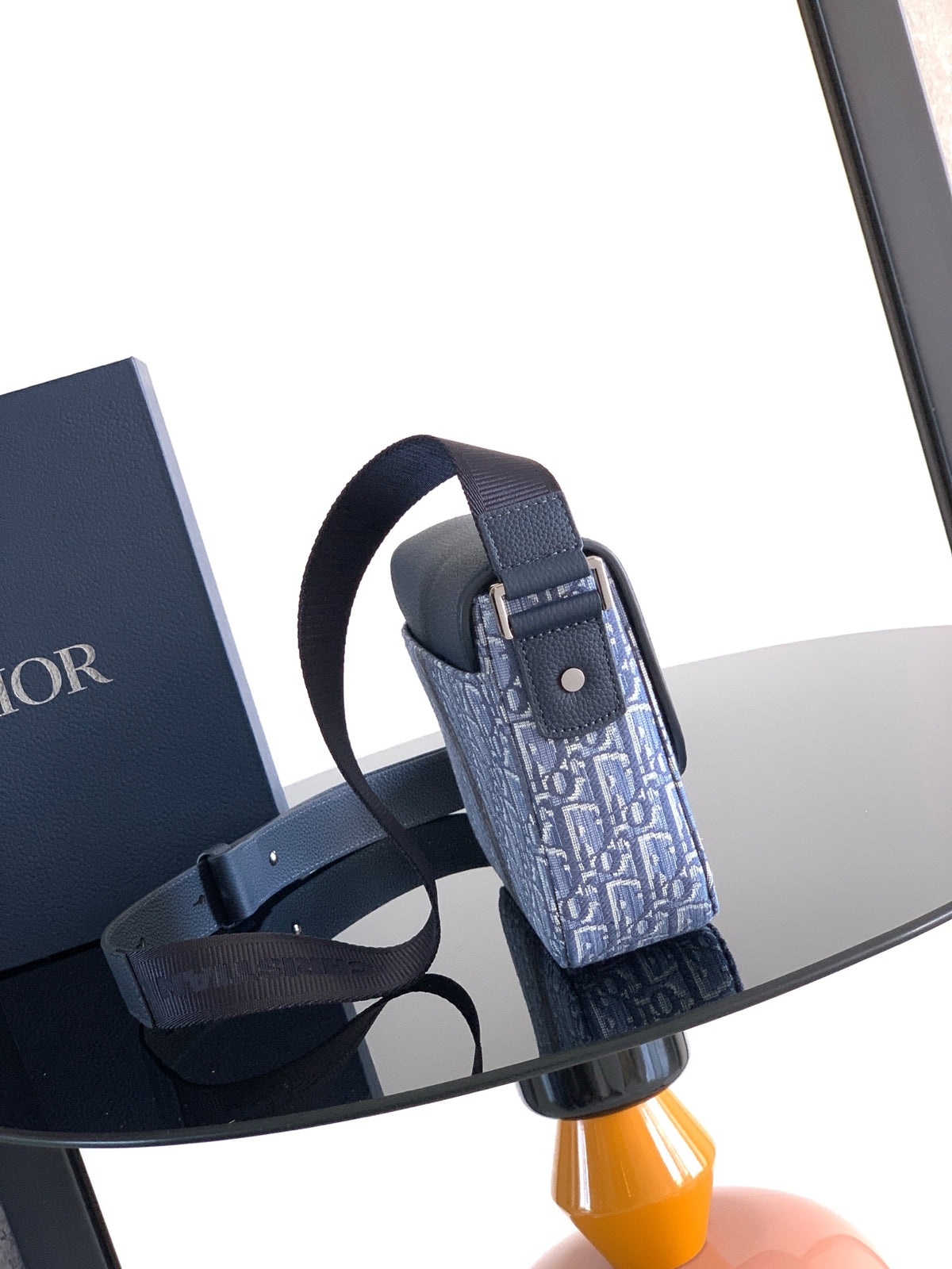 Сумка-месенджер Dior Saddle з текстилю й натуральної шкіри, синя — фото 2