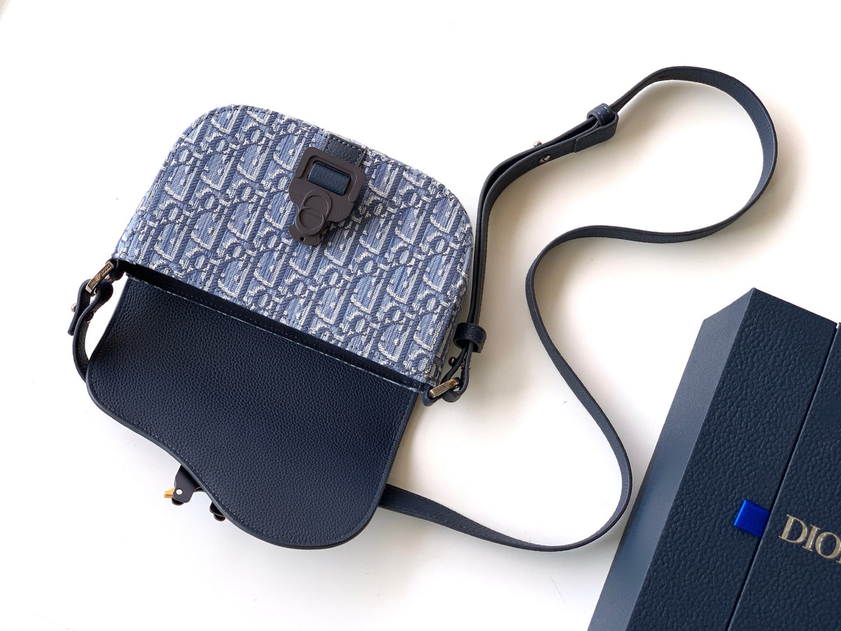 Клатч Dior Saddle з текстилю й натуральної шкіри, сірий — фото 5