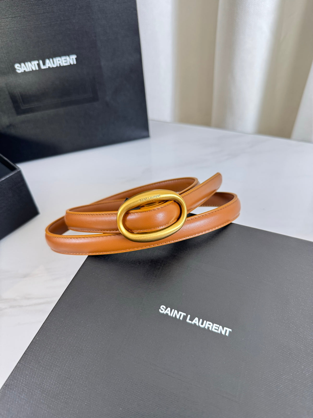 Ремінь Saint Laurent з натуральної шкіри теляти — фото 2