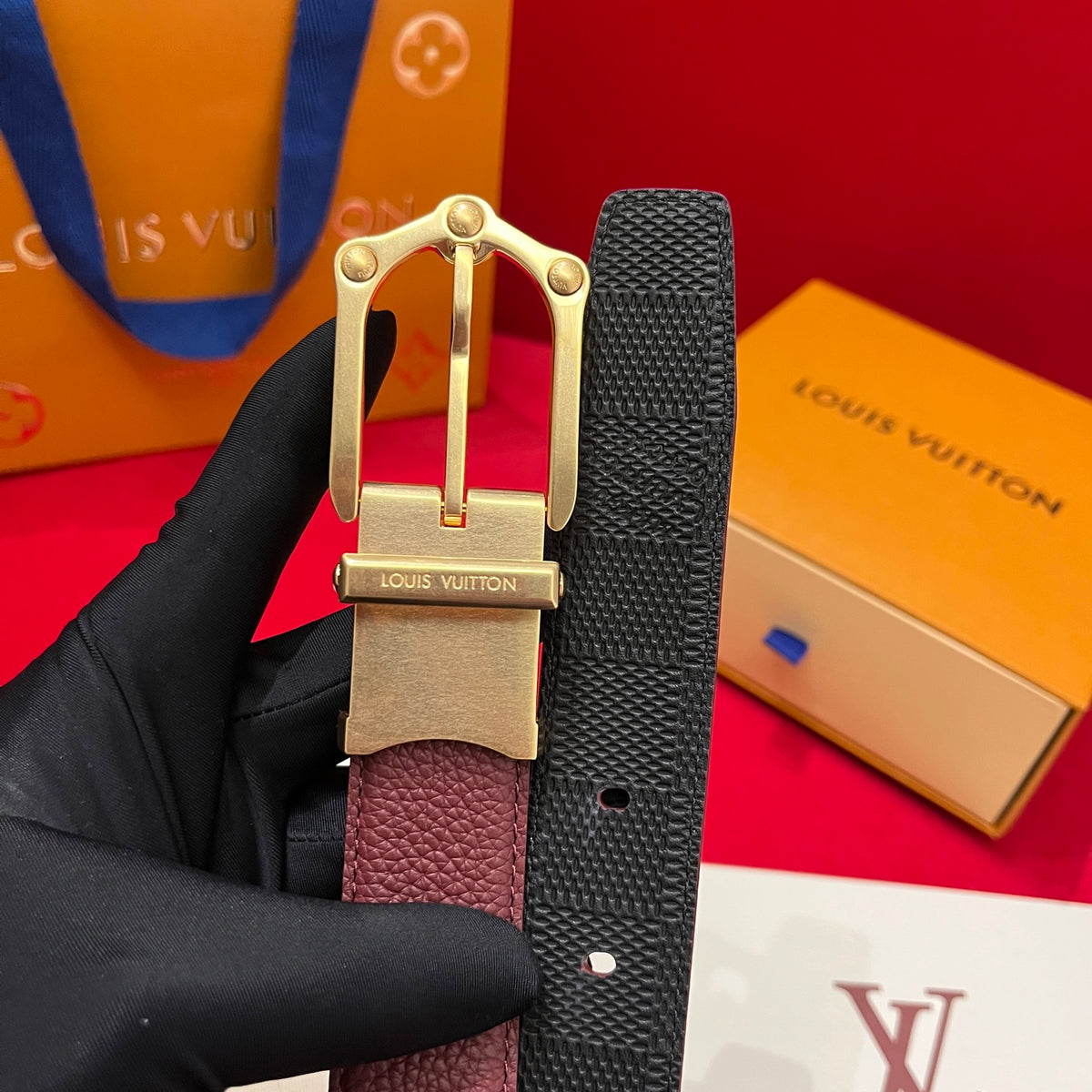 Ремінь Louis Vuitton з натуральної шкіри теляти з пряжкою-штифтом — фото 3