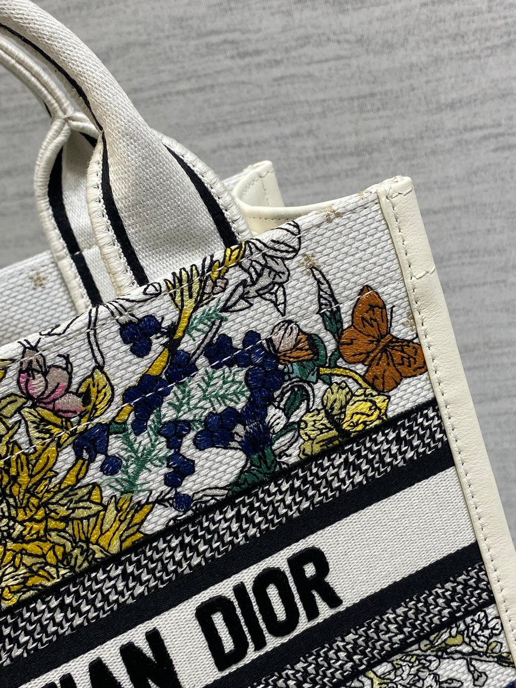 Шопер Dior з текстилю й натуральної шкіри, білий — фото 3