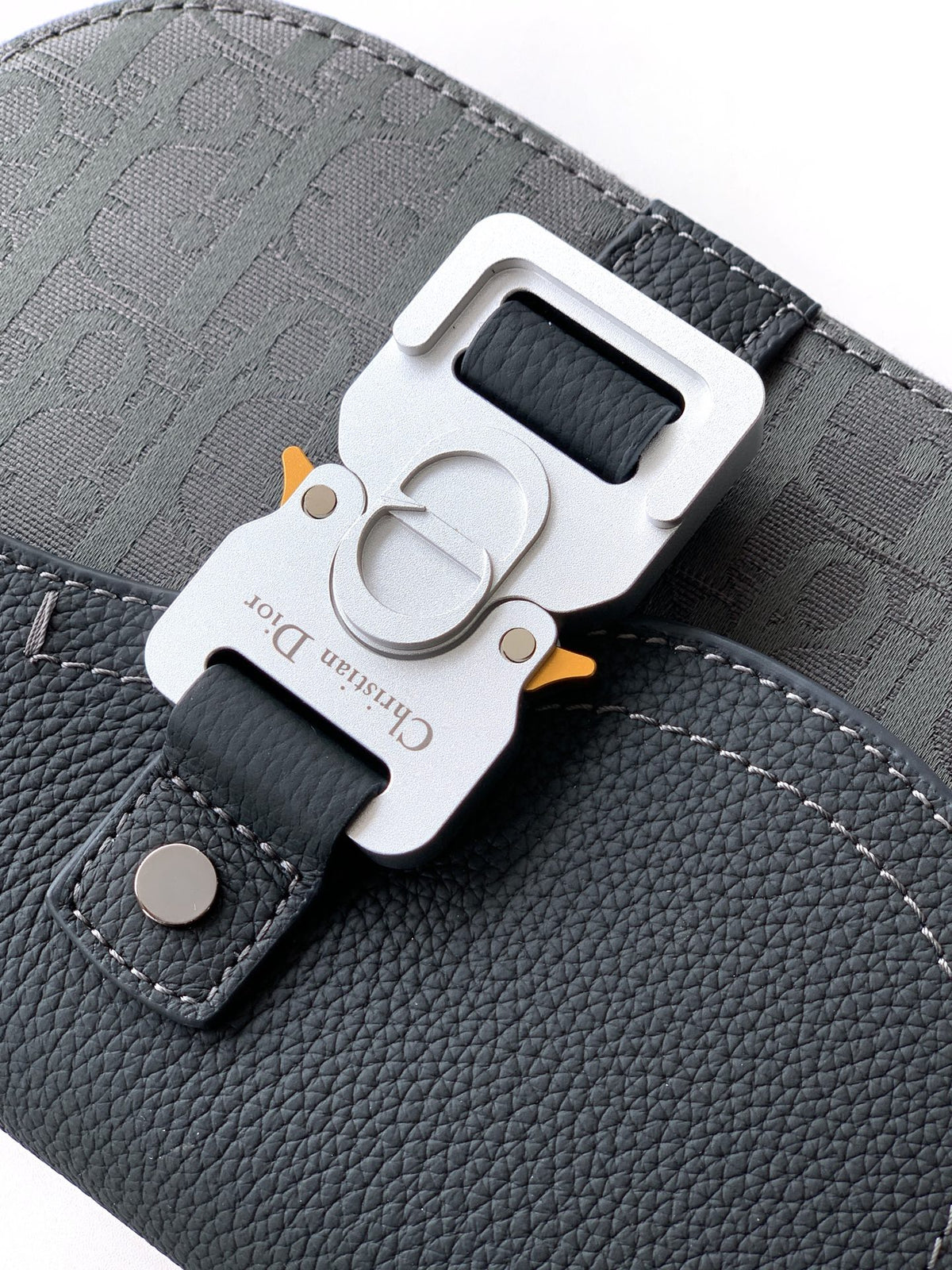 Клатч Dior Saddle з текстилю й натуральної шкіри, сірий — фото 6