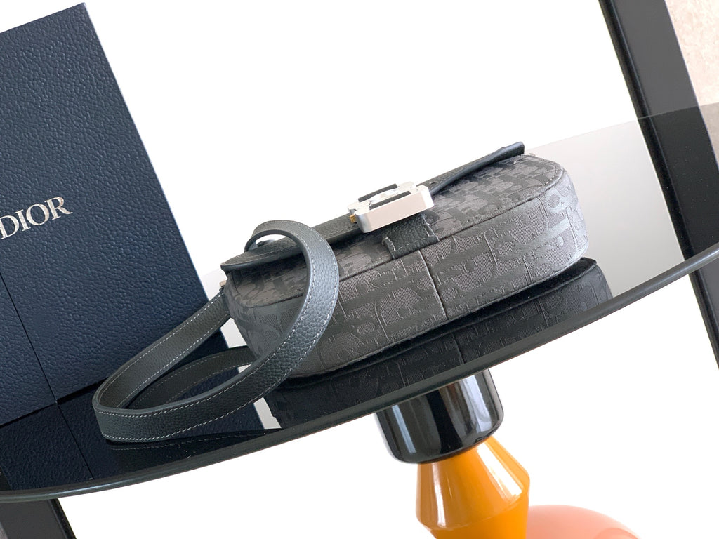 Клатч Dior Saddle з текстилю й натуральної шкіри, сірий — фото 4
