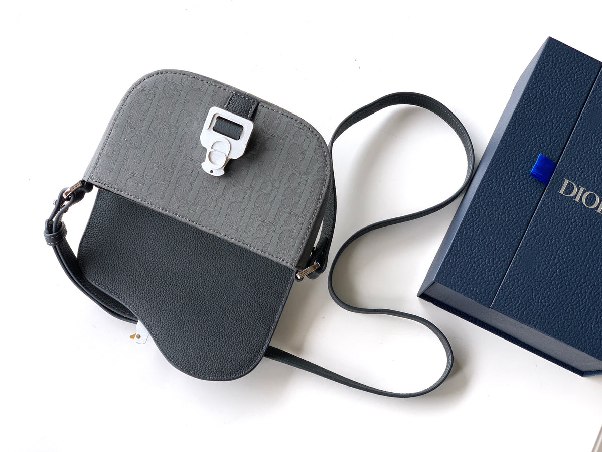 Клатч Dior Saddle з текстилю й натуральної шкіри, сірий — фото 5