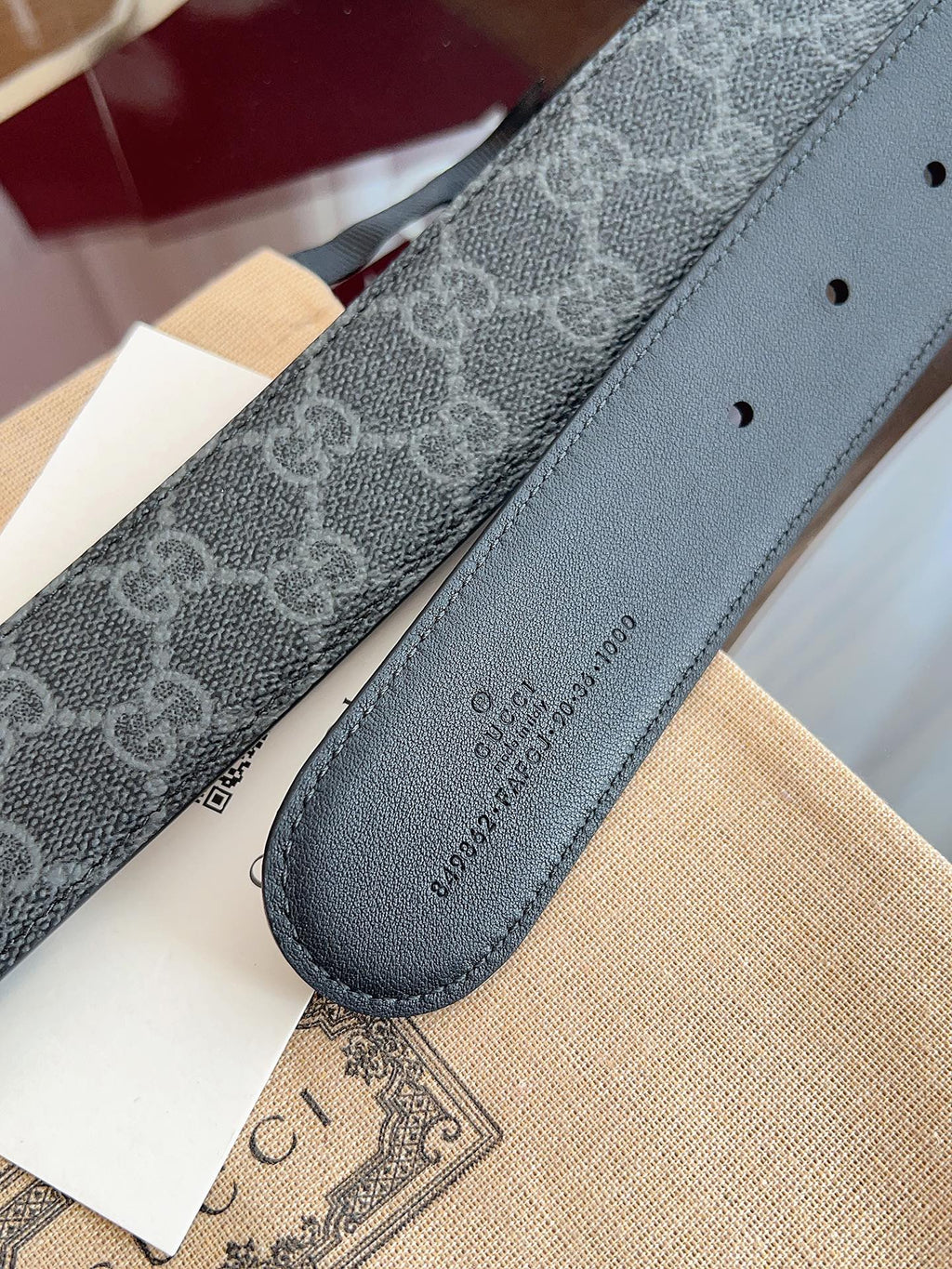Ремінь Gucci GG Supreme з полотна та натуральної шкіри
