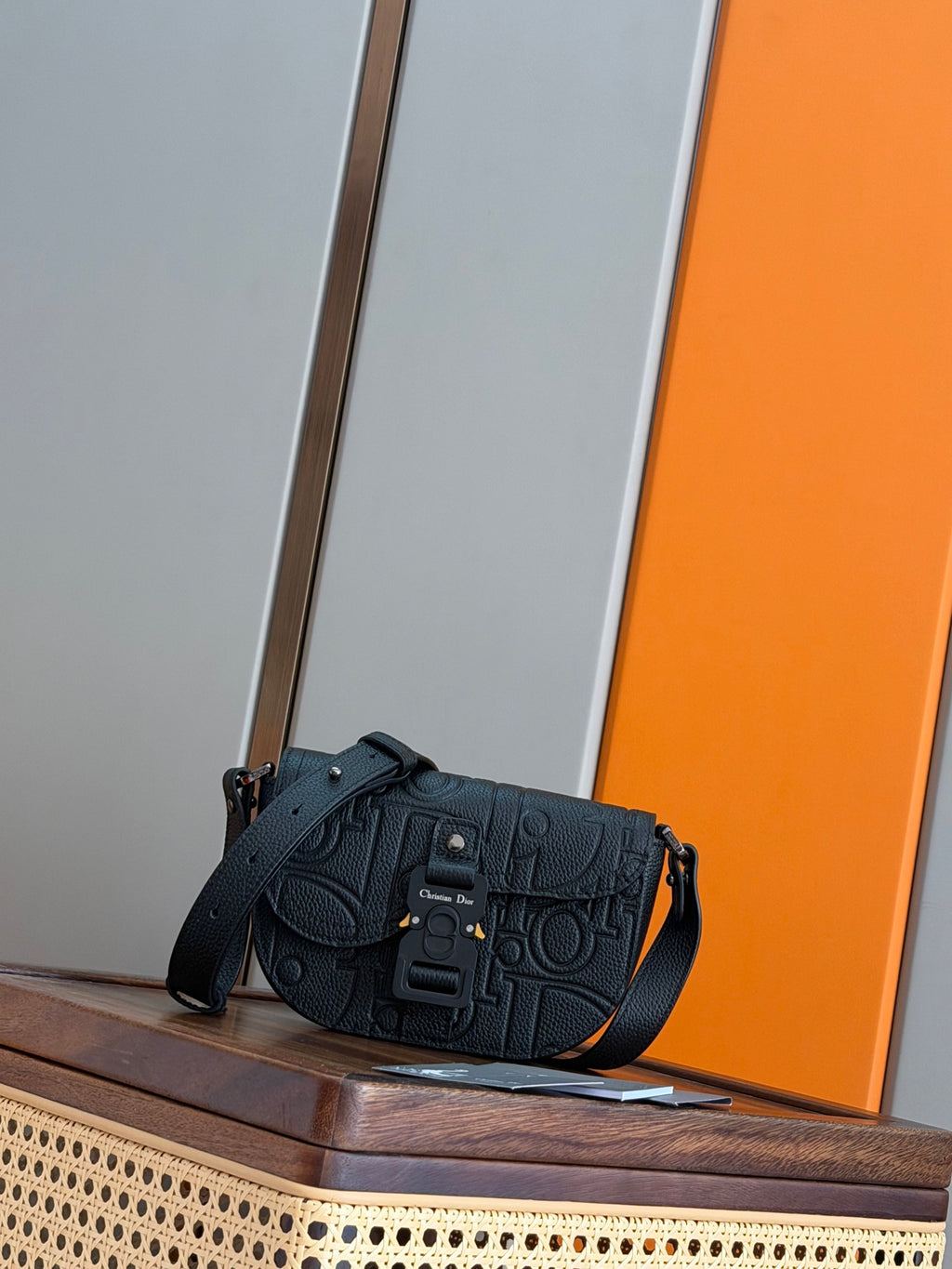 Клатч Dior Saddle з текстилю й натуральної шкіри, сірий — фото 1