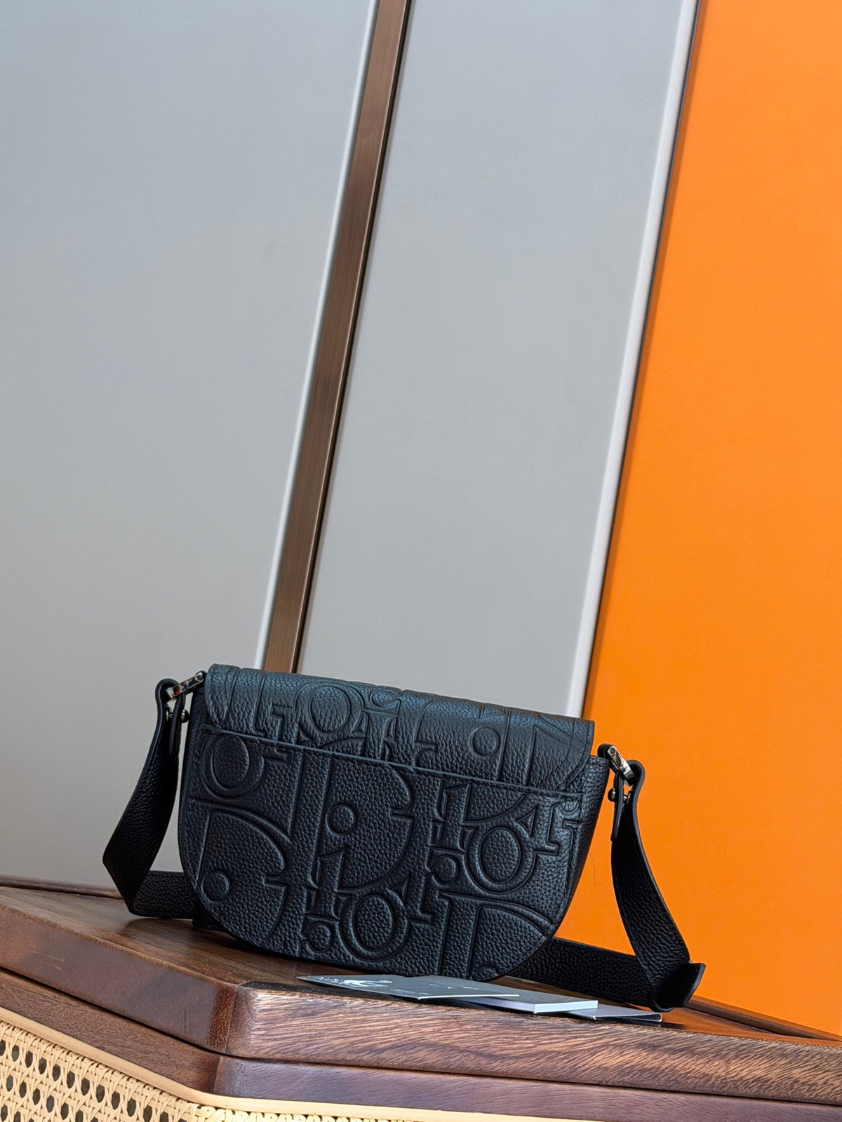 Клатч Dior Saddle з текстилю й натуральної шкіри, сірий — фото 3