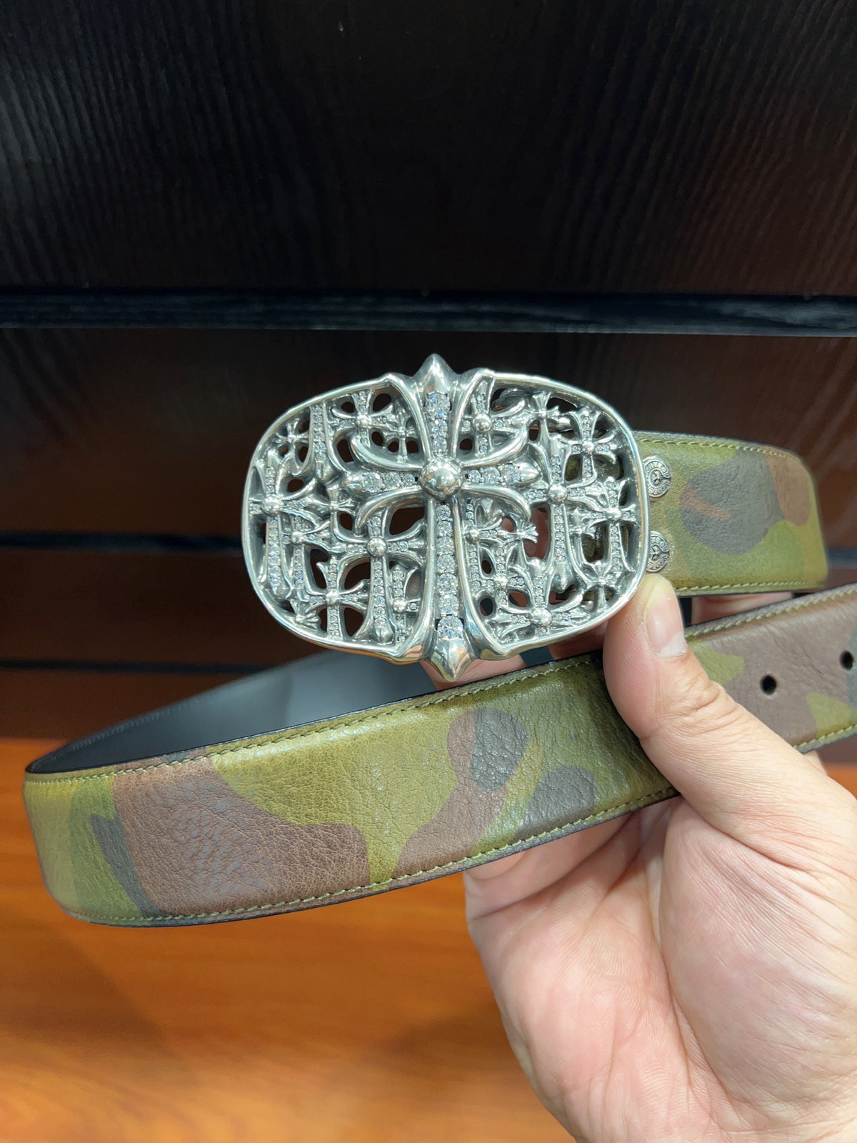 Ремінь Chrome Hearts з вощеної натуральної шкіри