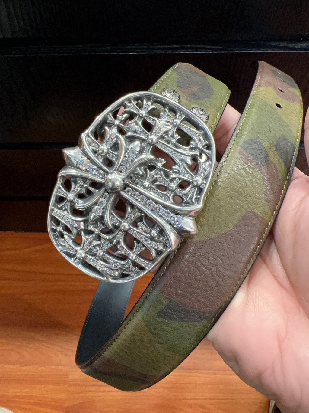 Ремінь Chrome Hearts з вощеної натуральної шкіри