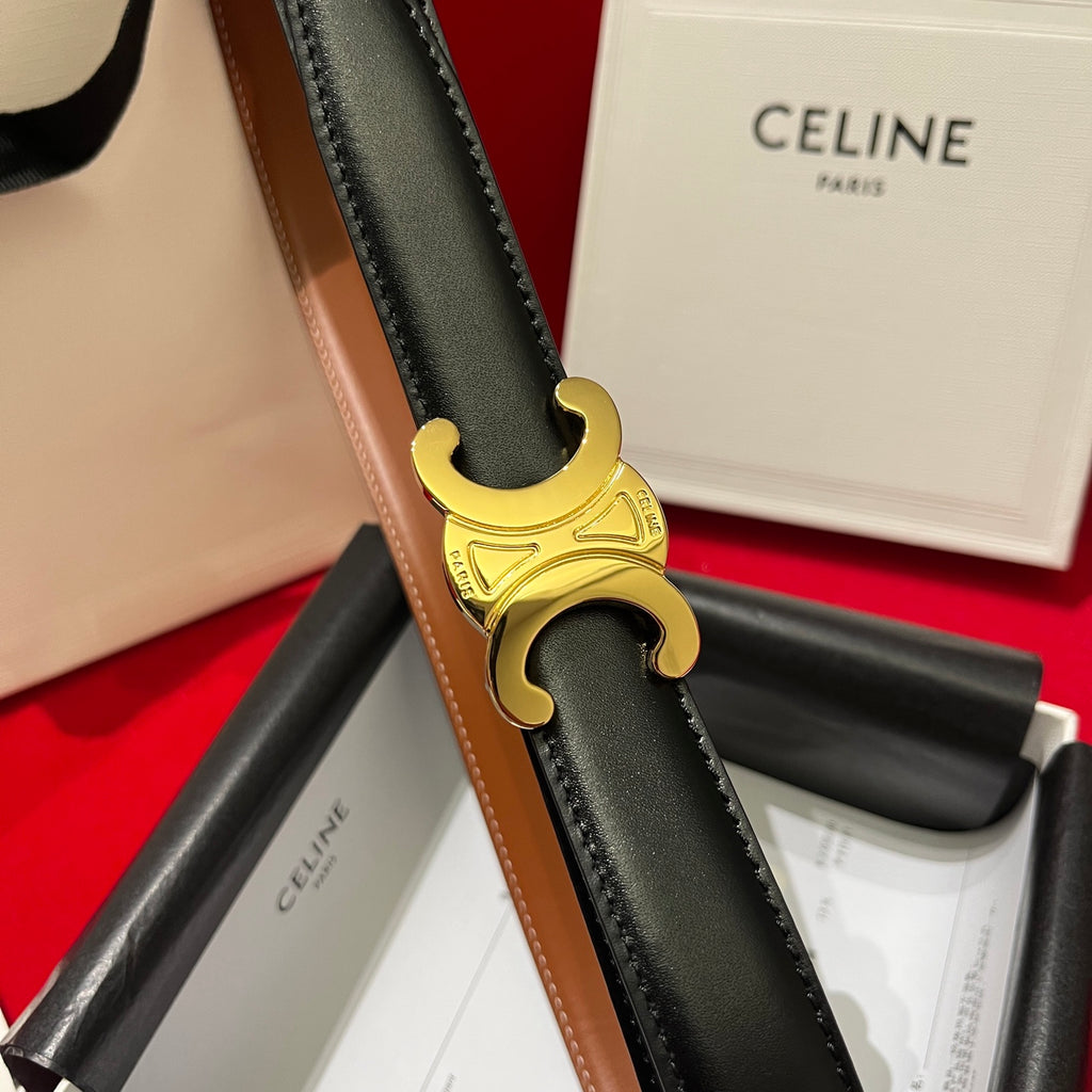 Ремінь Celine Triomphe з натуральної шкіри теляти — фото 2