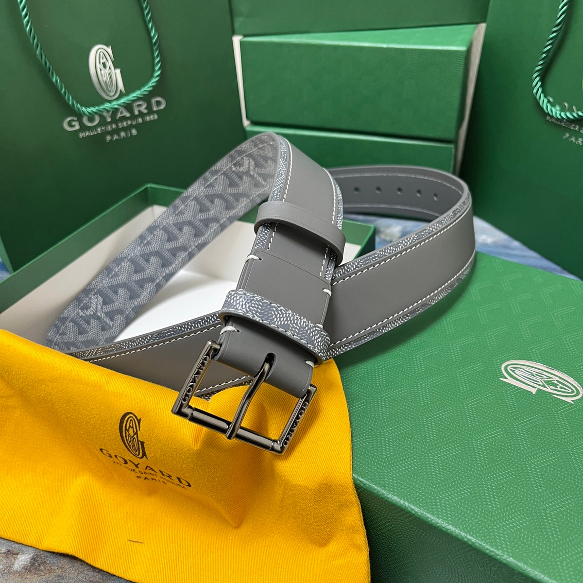 Ремінь Goyard з текстилю й натуральної шкіри — фото 1