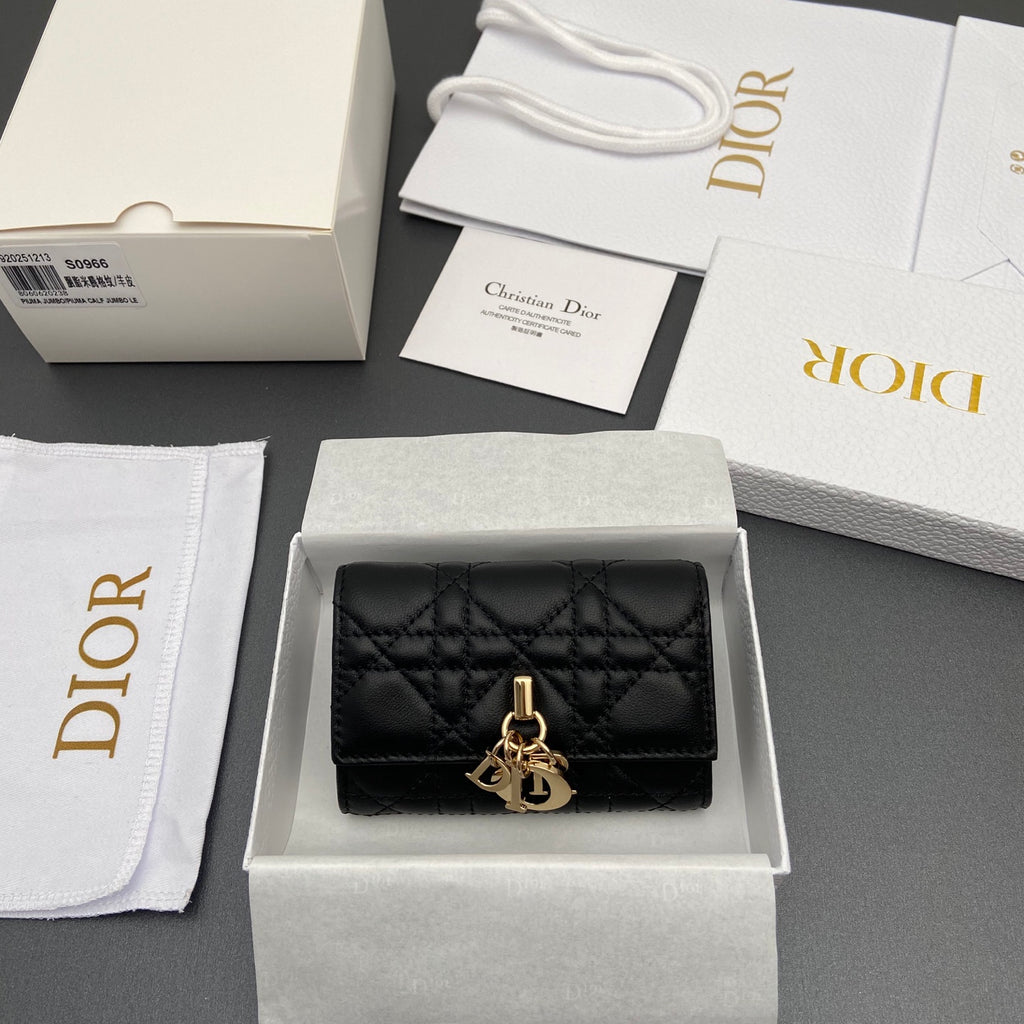Гаманець Dior зі шкіри ягняти, чорний — фото 1