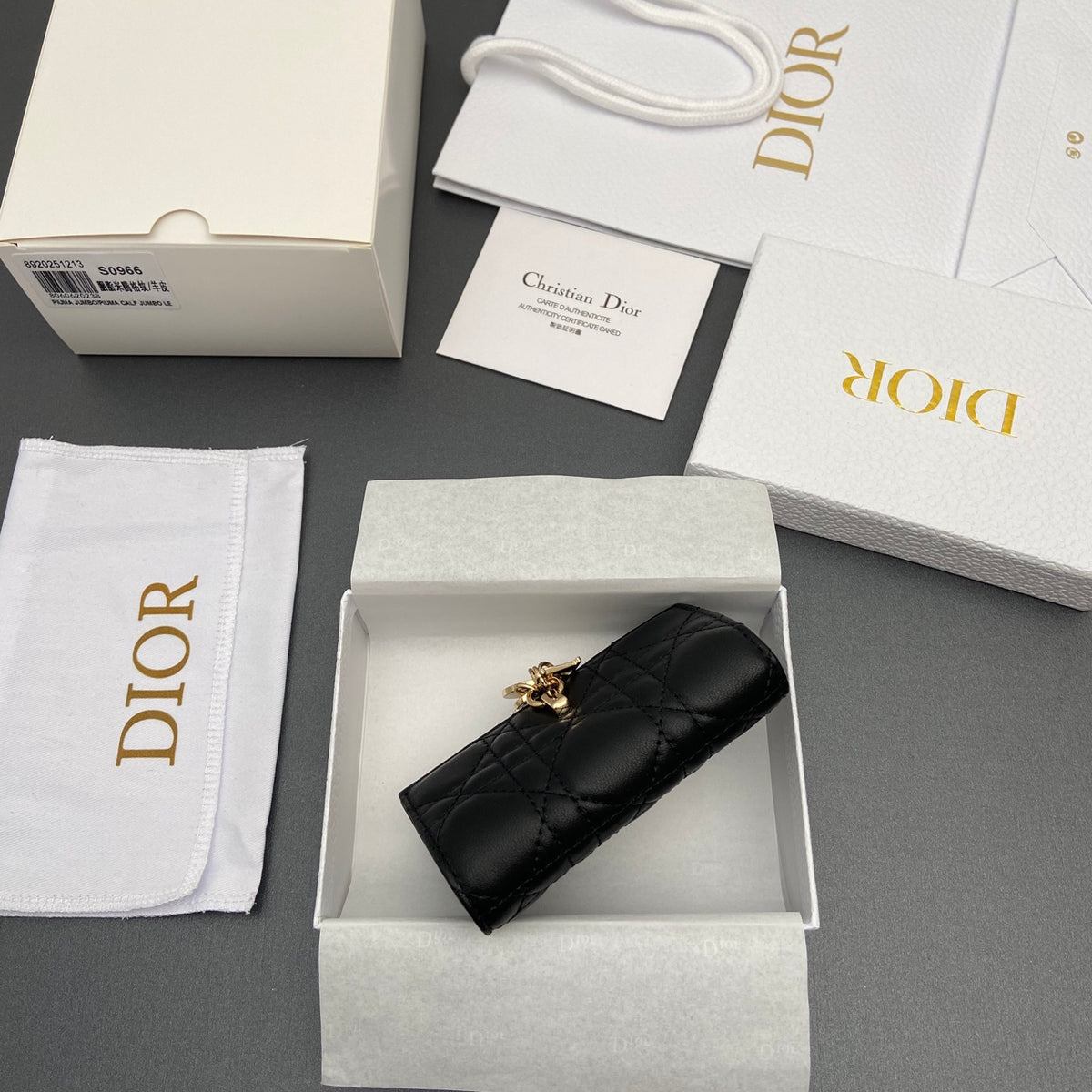 Гаманець Dior зі шкіри ягняти, чорний — фото 5