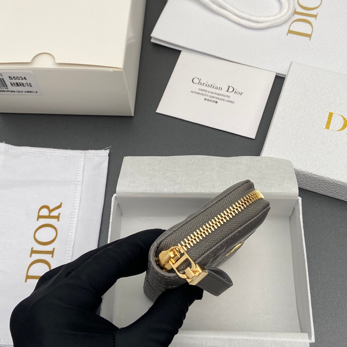 Сумка Dior зі шкіри ягняти, сіра — фото 3