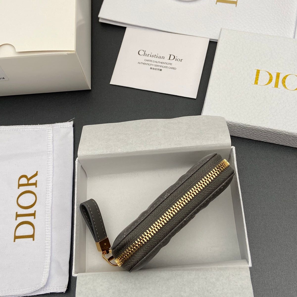 Сумка Dior зі шкіри ягняти, сіра — фото 4