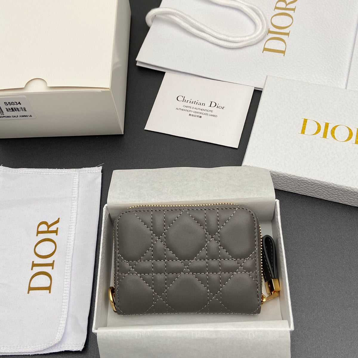 Сумка Dior зі шкіри ягняти, сіра — фото 2