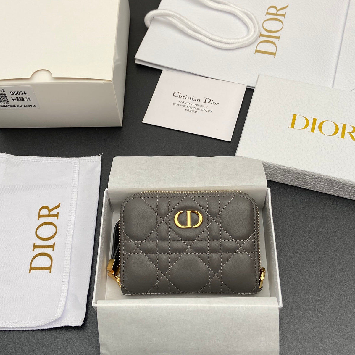 Сумка Dior зі шкіри ягняти, сіра — фото 1