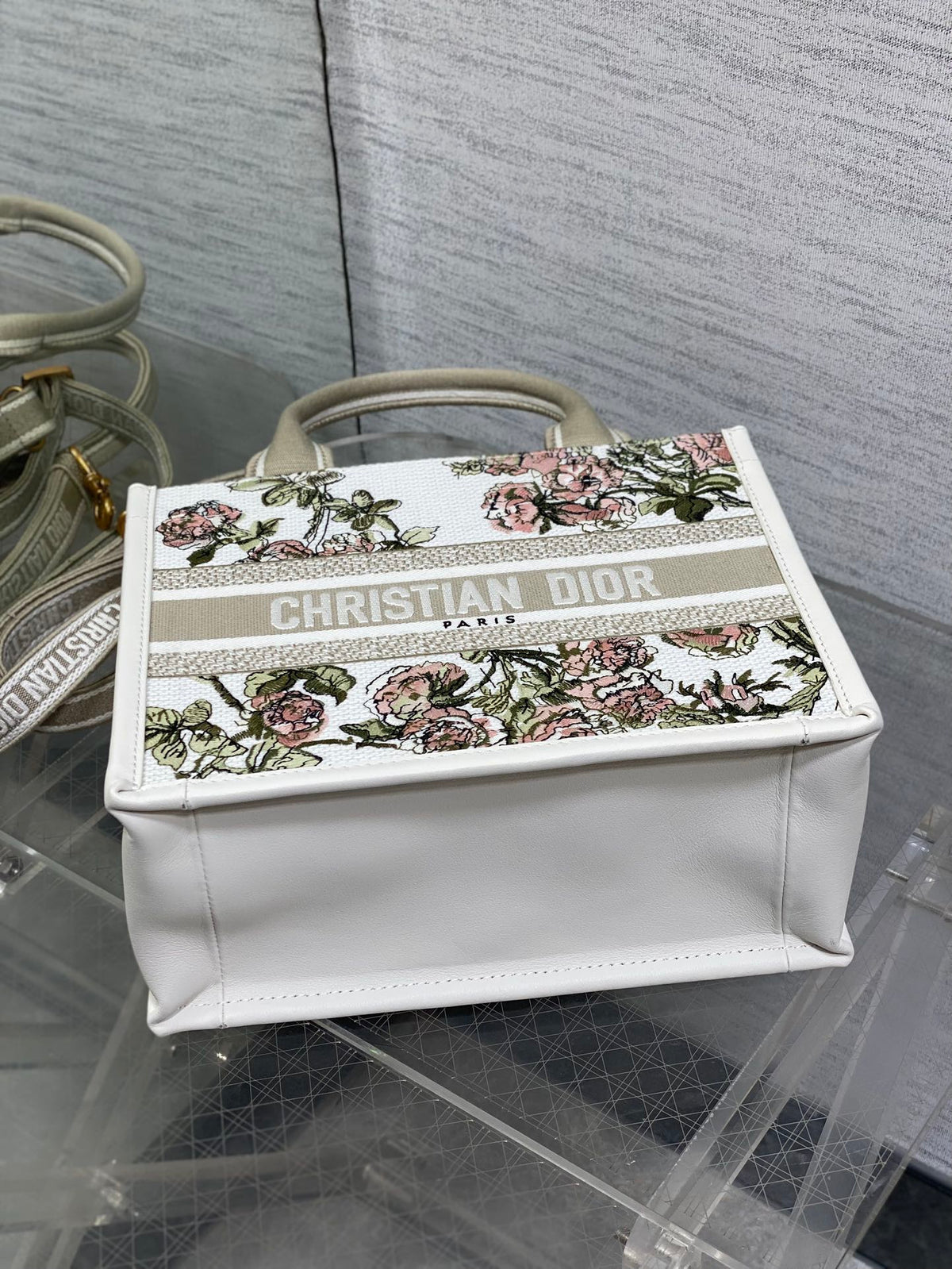 Шопер Dior з текстилю й натуральної шкіри, білий — фото 7