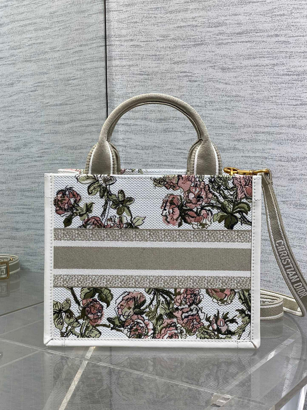 Шопер Dior з текстилю й натуральної шкіри, білий — фото 4