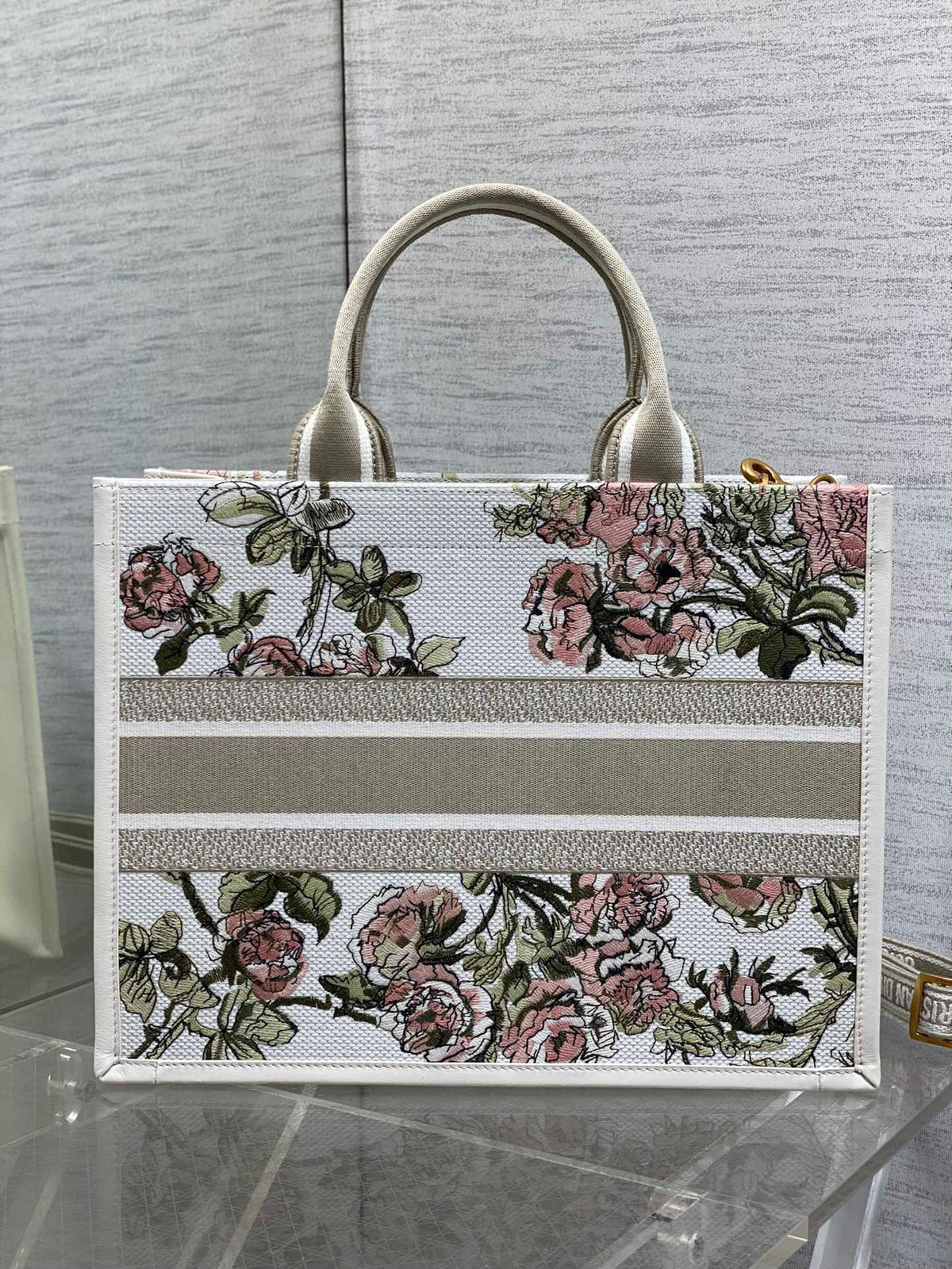 Шопер Dior з текстилю й натуральної шкіри, білий — фото 4