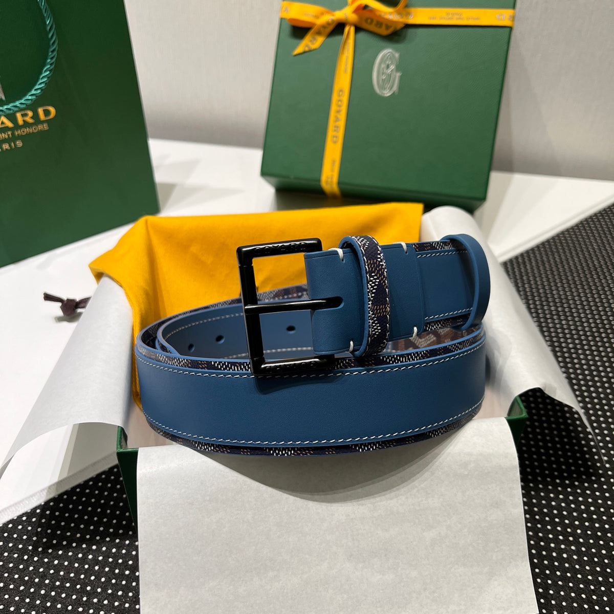 Ремінь Goyard з текстилю й натуральної шкіри — фото 1