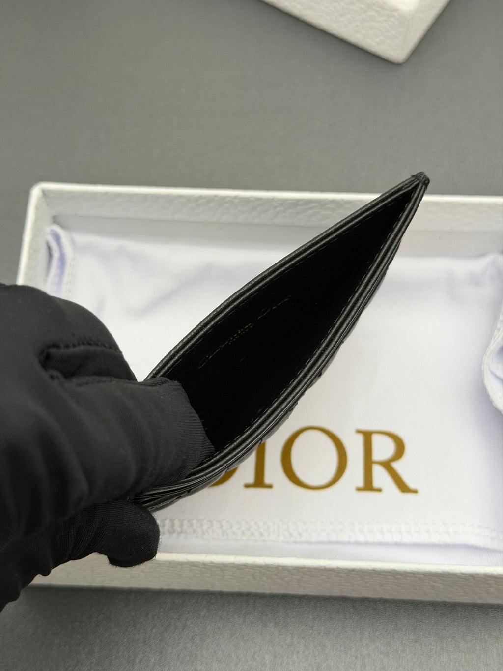Картхолдер Dior зі шкіри ягняти, чорний — фото 7
