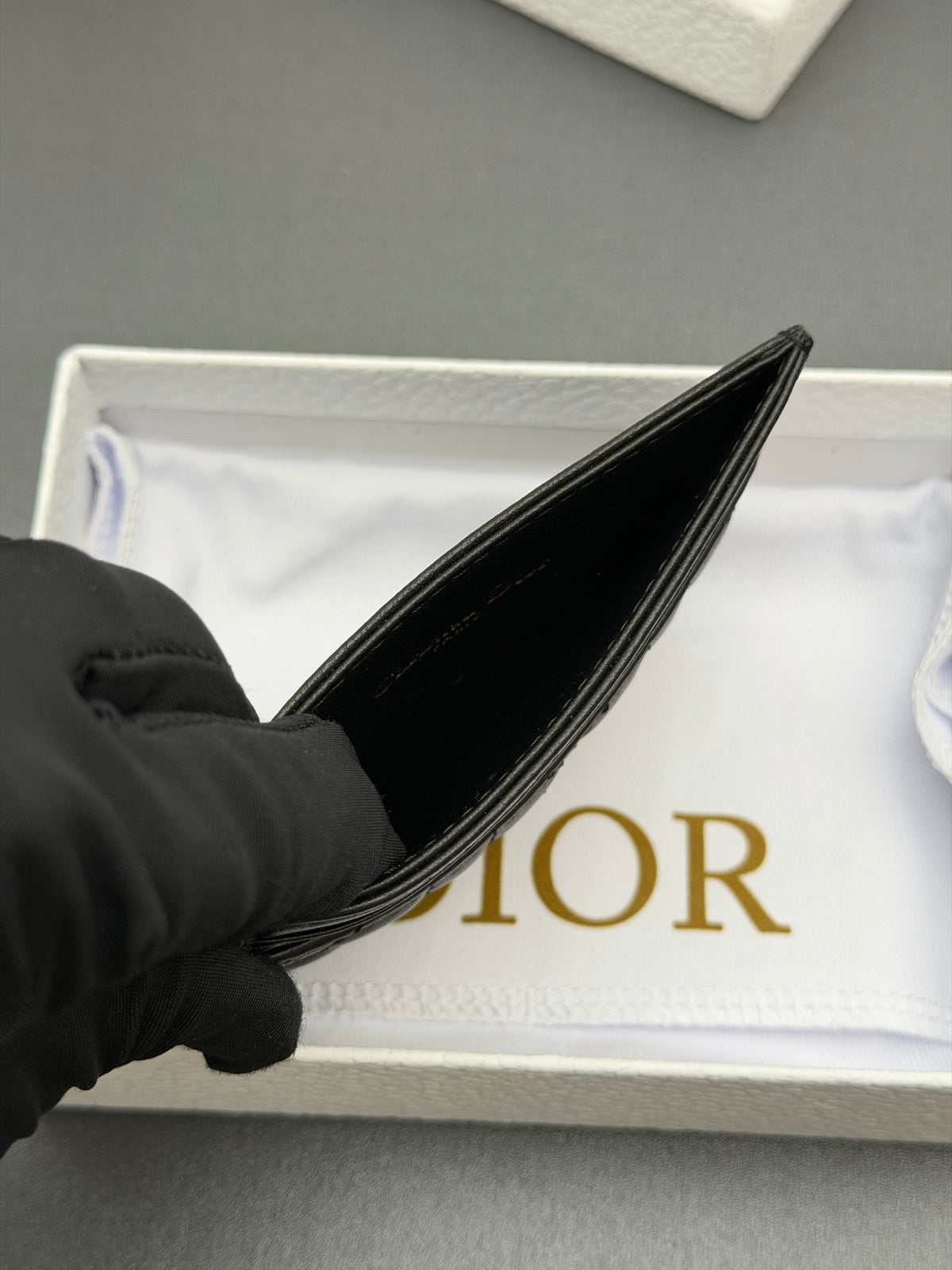 Картхолдер Dior зі шкіри ягняти, чорний — фото 7
