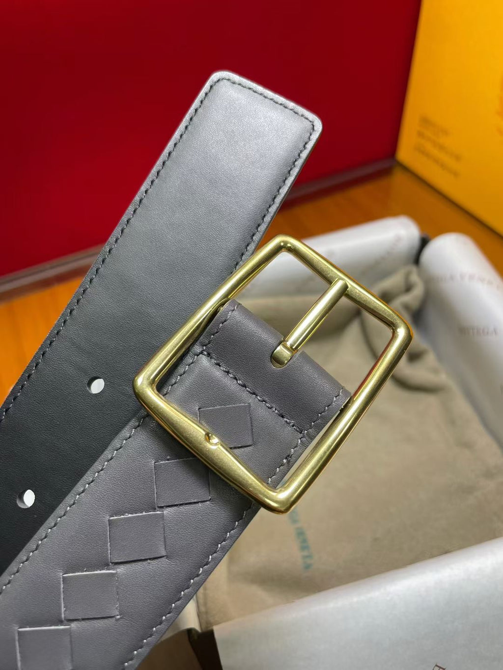 Плетений ремінь Bottega Veneta з натуральної шкіри теляти — фото 6