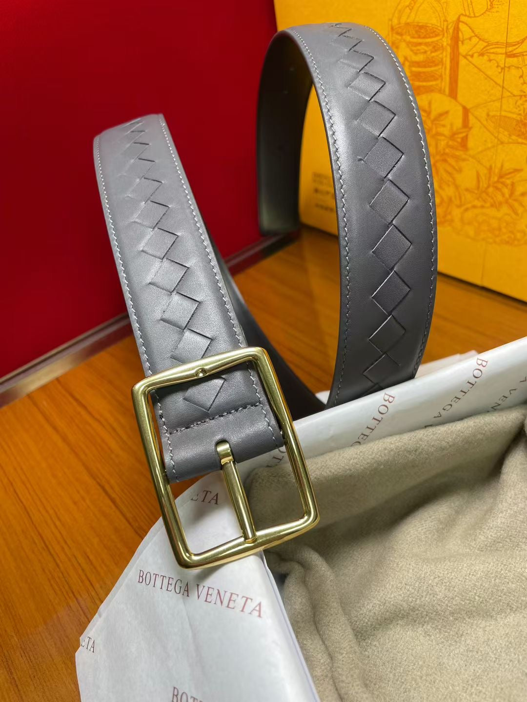 Плетений ремінь Bottega Veneta з натуральної шкіри теляти — фото 4