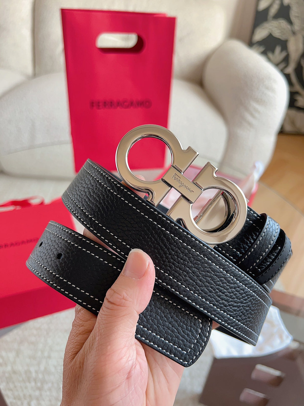 Ремінь Salvatore Ferragamo з шкіри — фото 2