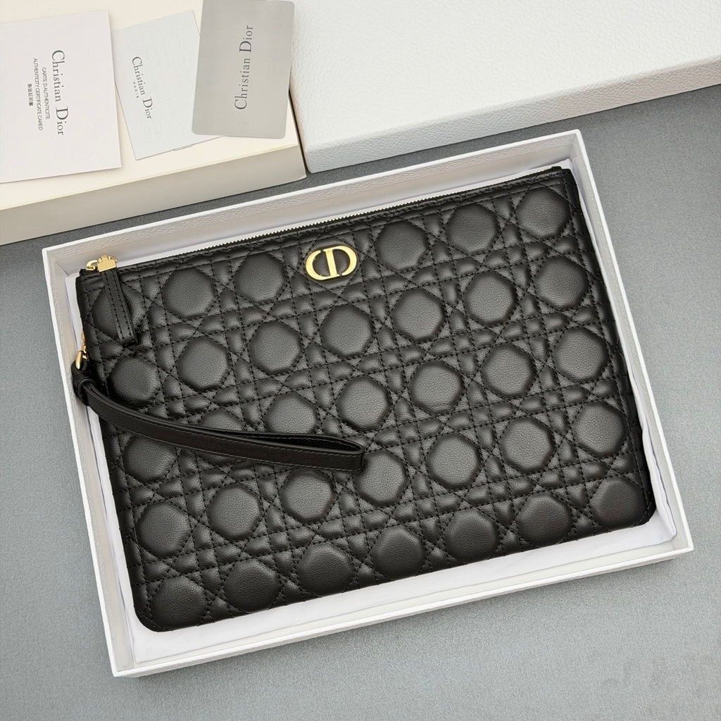 Клатч Dior Caro Freesia з м'якої натуральної шкіри, чорний — фото 8