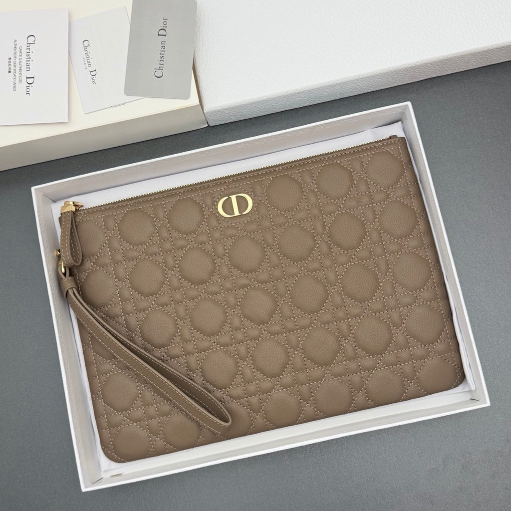 Клатч Dior Caro Freesia з м'якої натуральної шкіри, сірий — фото 9