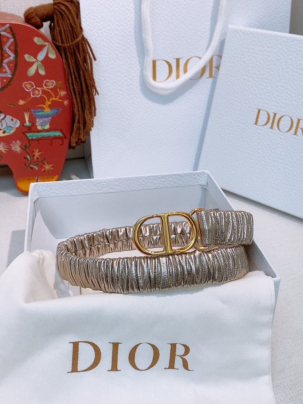 Ремінь Dior з натуральної шкіри ягняти — фото 4
