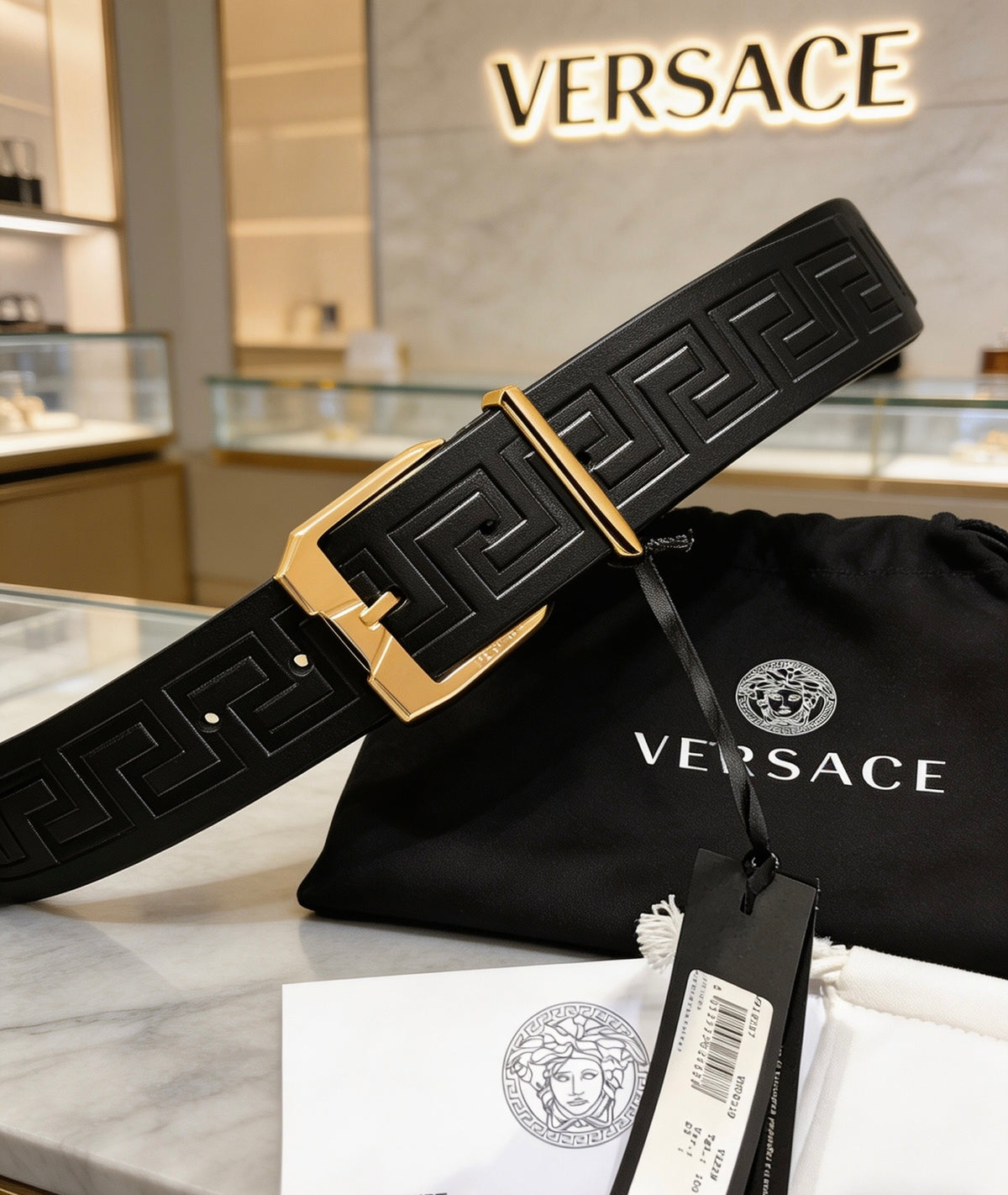 Ремінь Versace з натуральної шкіри — фото 2