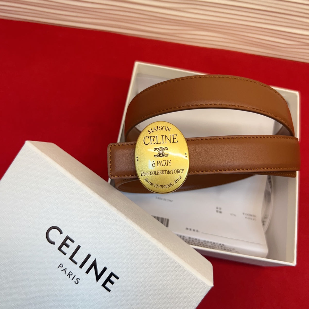 Ремінь Celine з натуральної шкіри теляти — фото 1