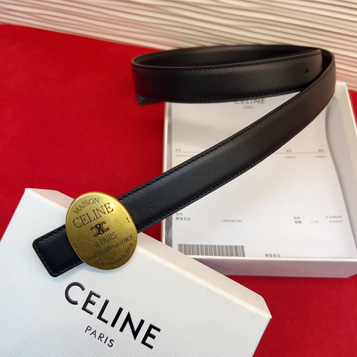 Ремінь Celine з натуральної шкіри теляти — фото 3