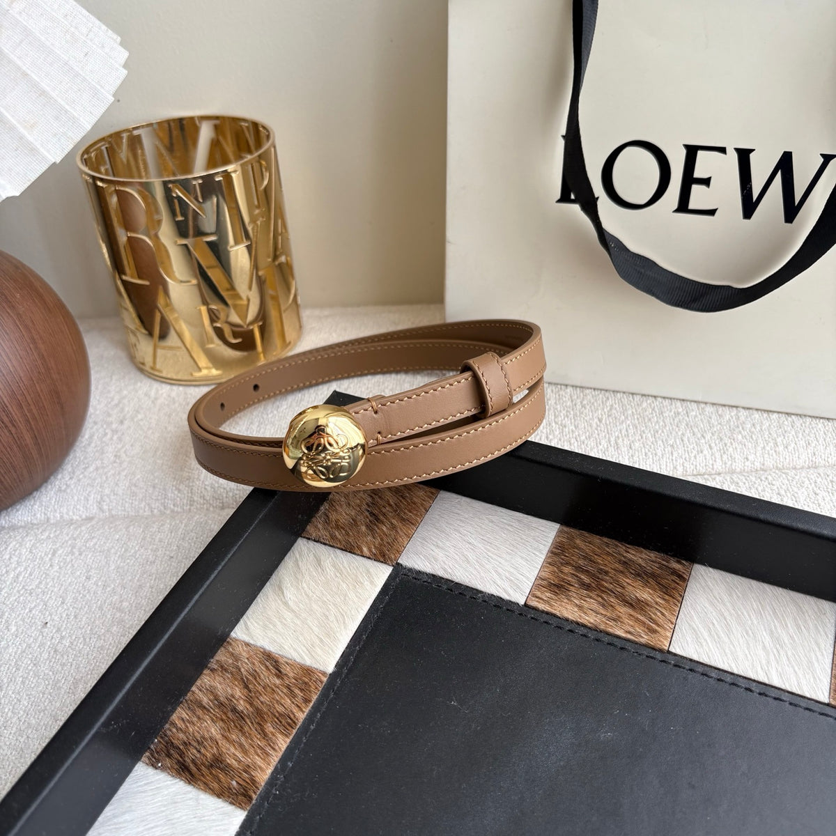 Ремінь Loewe з натуральної телячої шкіри