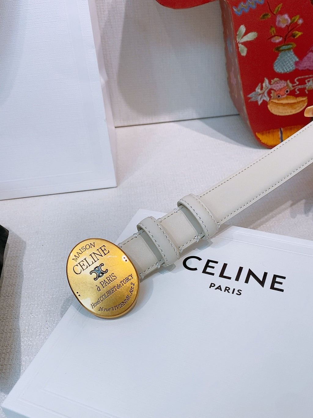 Ремінь Celine Triomphe з натуральної шкіри теляти — фото 2