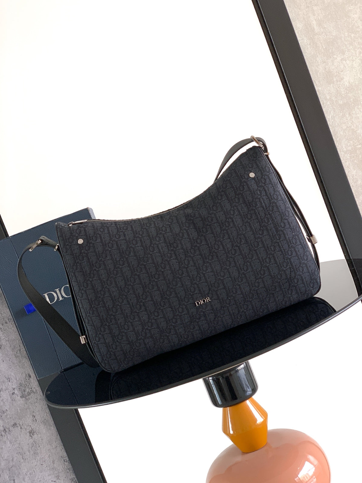 Сумка Dior Slider з текстилю й натуральної шкіри, чорна — фото 1