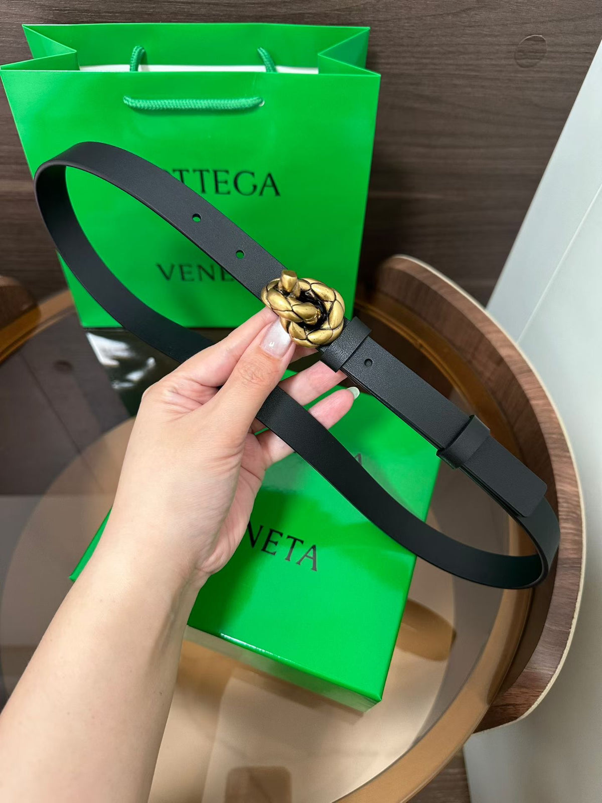 Ремінь Bottega Veneta з натуральної телячої шкіри
