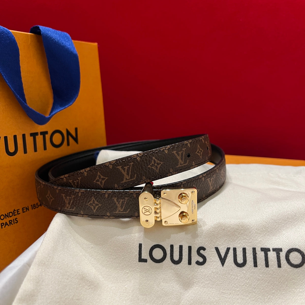 Ремінь Louis Vuitton з полотна та натуральної шкіри